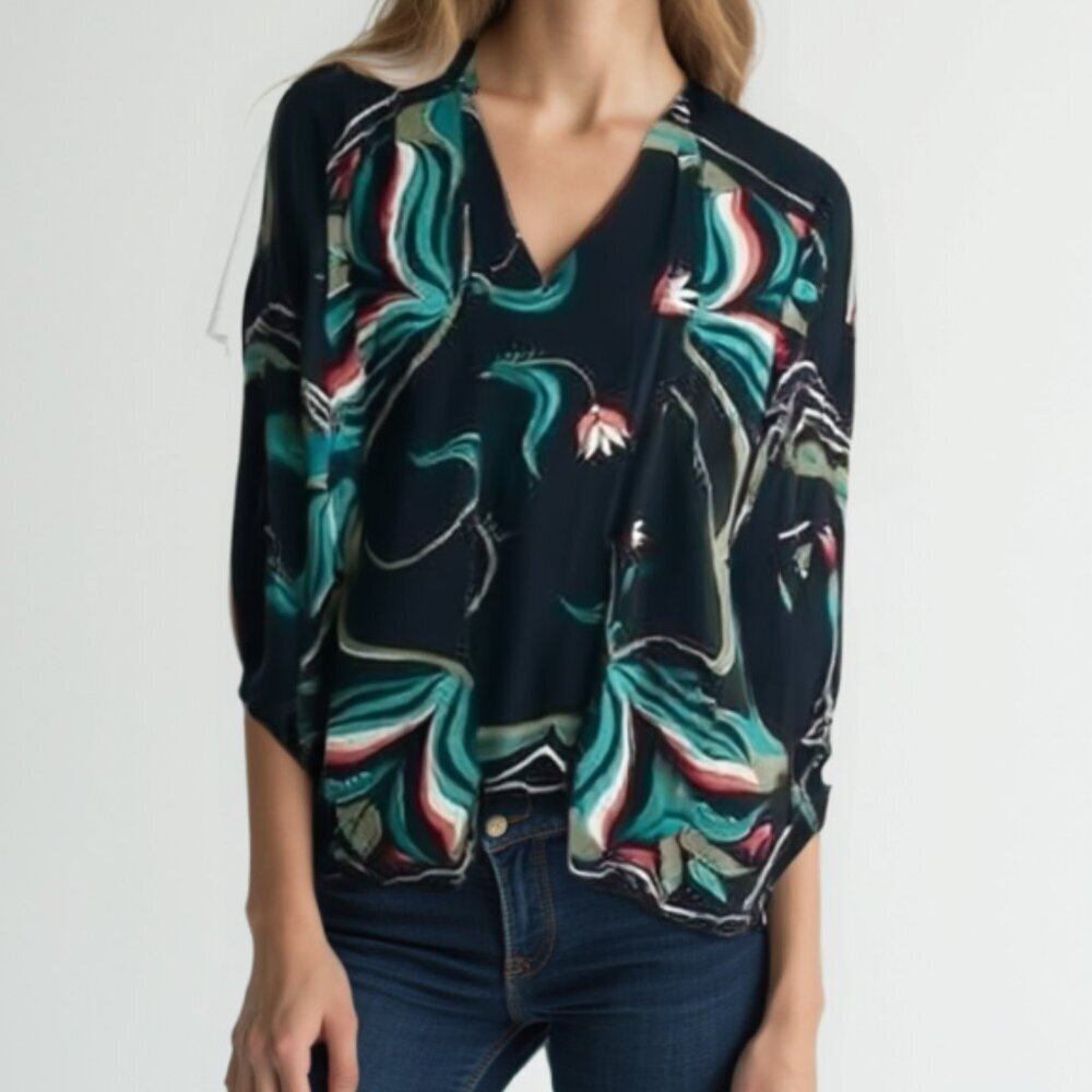 Billabong Floral Kimono Cardigan S Boho Coastal Festival Beach Coverup ❤️